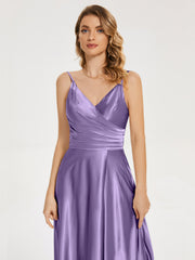 Split Soft Satin Prom Dresses