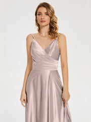 Split Soft Satin Prom Dresses