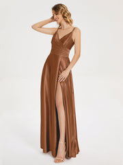 Split Soft Satin Prom Dresses