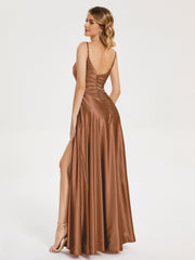 Split Soft Satin Prom Dresses