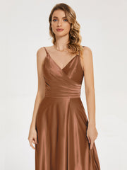 Split Soft Satin Prom Dresses
