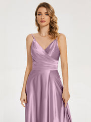 Split Soft Satin Prom Dresses