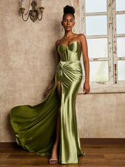 Sweetheart Mermaid Dress with Sweep Train Dusty Sage