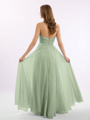 Strapless Chiffon Pleated Bridesmaid Gowns Dusty Sage