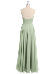 Strapless Chiffon Pleated Bridesmaid Gowns Dusty Sage