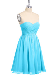 Strapless Sweetheart Neck Short Bridesmaid Gown Pool