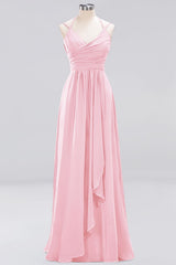 A-line Spaghetti Straps Sleeveless Ruffles Floor-Length Bridesmaid Dresses