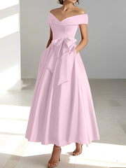 A-line/Princess Off Shoulder Pocket Mother of the bride dresses