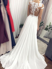 Cap Sleeves White Lace Wedding Dress, Cap Sleeves White Lace Formal Evening Prom Dresses