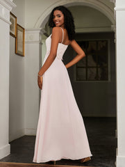 Lace Appliqued  Backless Chiffon A-Line Dress Blushing Pink