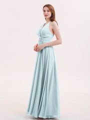V Neck Full Length Chiffon Bridesmaid Dress Mist