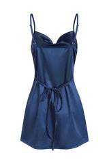 Champagne Spaghetti Straps Satin Homecoming Dress