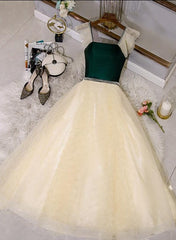 Champagne Tulle and Lace Pearls Party Dresses, Short Prom Dress Homecoming Dresses
