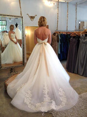 Sweetheart Tulle Bowknot Wedding Dress New Arrival Open Back Long Bridal Gowns