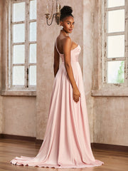 One Shoulder Acetate Satin Dress Blushing Pink