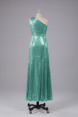 Charming One Shoulder Sequins Floor Length Bridesmaid Dress