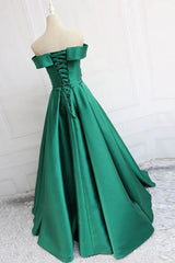 Charming Satin Prom Dress Off The Shoulder Lace Up Formal Dress TP1008
