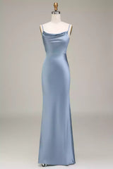 Charming satin backless sleeveless and floor length slim fit Bridesmaid Dresses