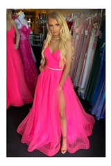 Aimishang Long Prom Dresses Cheap Backless Tulle Straps With Split, Criss-Cross Straps Evening Dresses