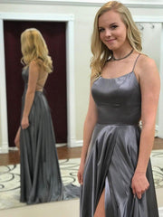 Aimishang A line Prom Dresses Criss-Cross Straps Long Evening Dresses