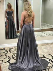 Aimishang A line Prom Dresses Criss-Cross Straps Long Evening Dresses