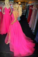 Aimishang Long Prom Dresses Cheap Backless Tulle Straps With Split, Criss-Cross Straps Evening Dresses