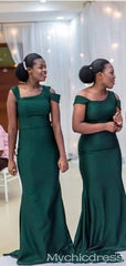 Cheap African Long Green Bridesmaid Dresses Mermaid Sleeveless