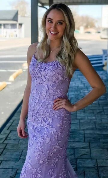 Cheap Lilac Lace Prom Dresses 2024 Mermaid Backless Violet Formal Dresses Outfits