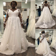 Cheap Long Sleeves Beach Wedding Dresses Plus Size Lace Bridal Wears