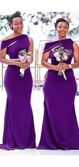 Cheap Long Bridesmaid Dresses Purple One Shoulder Wedding Guest Dress Online