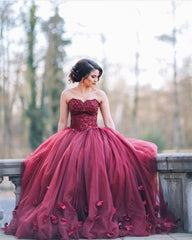 Chic Lace Beading Sweetheart Organza Ball Gowns Quinceanera Dresses