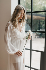 Chic A-line Lace Long Sleeves Evening Dress Wedding Dress Floor Length Prom Party Dress