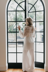 Chic A-line Lace Long Sleeves Evening Dress Wedding Dress Floor Length Prom Party Dress