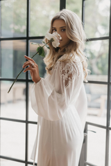 Chic A-line Lace Long Sleeves Evening Dress Wedding Dress Floor Length Prom Party Dress