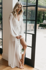 Chic A-line Lace Long Sleeves Evening Dress Wedding Dress Floor Length Prom Party Dress