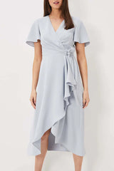 Sexy V-neck short sleeved chiffon plus size mother of the bride dress
