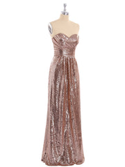 Strapless Full Length Sequins Dress Metallic Gold