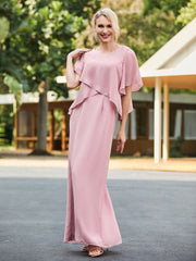 V-neck Sheath Dress with Back Hem Slit Dusty Rose