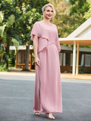 V-neck Sheath Dress with Back Hem Slit Dusty Rose