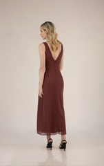 Weitese Prom Shop Dresses Simple Chiffon Column Bridesmaid Dress with V-Neckline Formal Women's Dresses