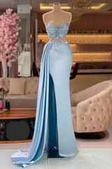 Lila zeemeermin prom -jurk met schephals mouwloze en kristalkralen