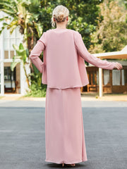 Sleeveless Lace Appliqued Dress with Jacket Dusty Rose