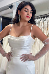 Cowl Neck Open Back Mermaid Wedding Dress Elegant Bridal Gown TN401