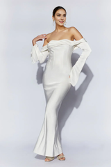 Weitese Formal Wear Dresses Off Shoulder Cowl Neck Maxi Dress White Wedding Dress Prom Dress Shops