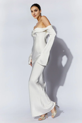 Weitese Formal Wear Dresses Off Shoulder Cowl Neck Maxi Dress White Wedding Dress Prom Dress Shops