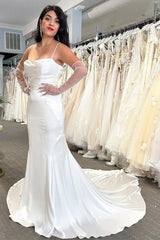 Cowl Neck Open Back Mermaid Wedding Dress Elegant Bridal Gown TN401