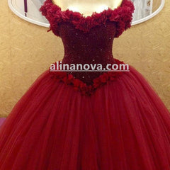 Beaded Sweetheart Corset Wedding Dresses Ball Gowns With Flowers