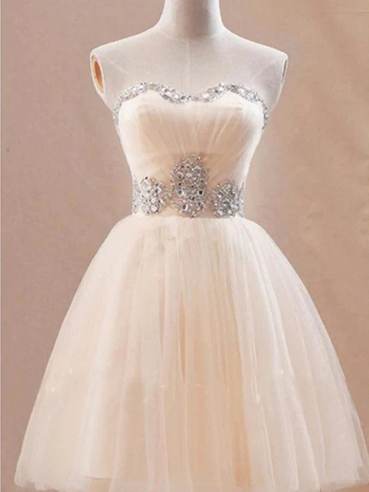 Custom Made A Line Sweetheart Neck Champagne Prom Dresses, Short Champagne Bridesmaid Dresses, Graduation Dress, Homecoming Dress