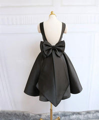 Cute A Line Satin Short Prom Dress With Bow, Homecoming Dress HD0158