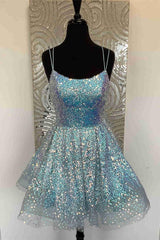 Cute Hot Pink Sequins A-Line Homecoming Dress Short Prom Dress HD0177